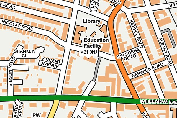 M21 9NJ map - OS OpenMap – Local (Ordnance Survey)