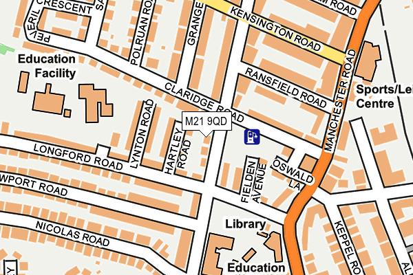 M21 9QD map - OS OpenMap – Local (Ordnance Survey)