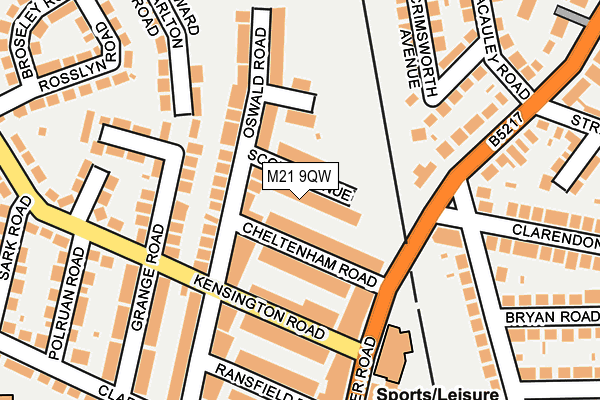 M21 9QW map - OS OpenMap – Local (Ordnance Survey)