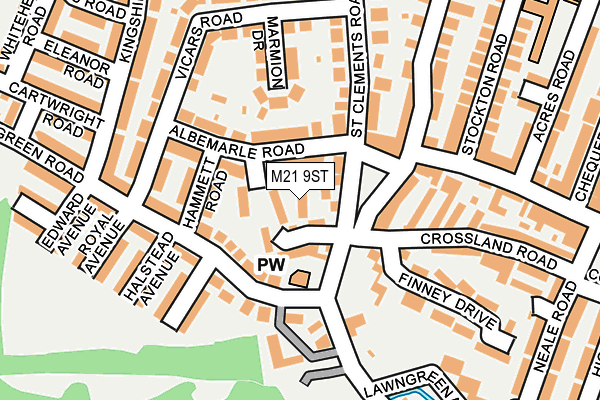 M21 9ST map - OS OpenMap – Local (Ordnance Survey)