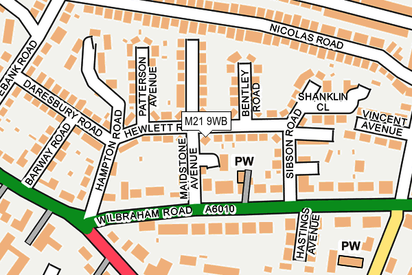 M21 9WB map - OS OpenMap – Local (Ordnance Survey)