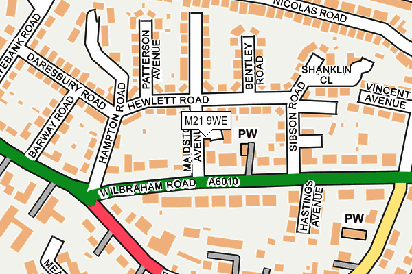 M21 9WE map - OS OpenMap – Local (Ordnance Survey)
