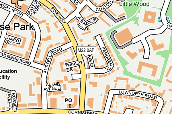 M22 0AF map - OS OpenMap – Local (Ordnance Survey)