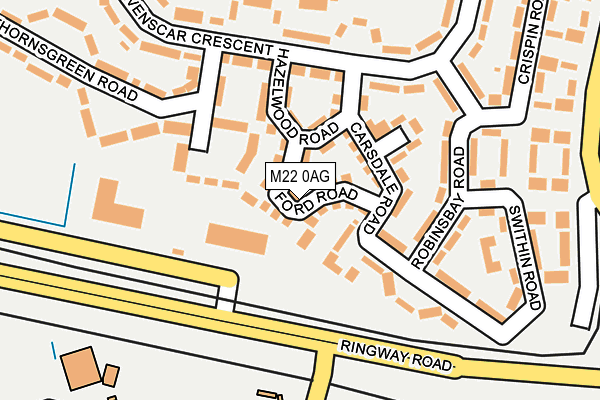 M22 0AG map - OS OpenMap – Local (Ordnance Survey)