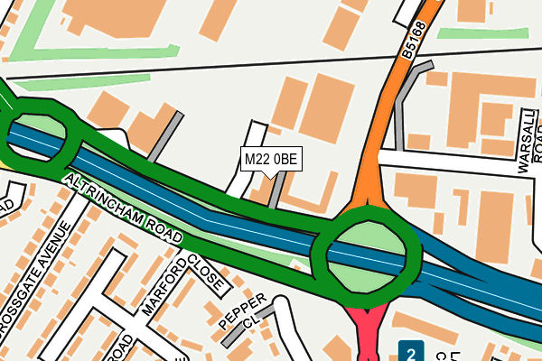 M22 0BE map - OS OpenMap – Local (Ordnance Survey)