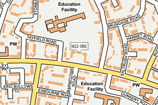 M22 0BS map - OS OpenMap – Local (Ordnance Survey)