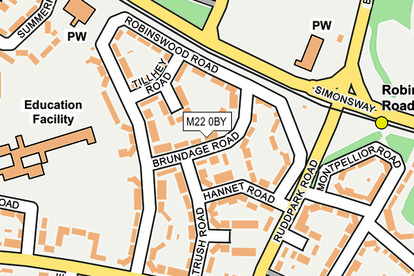 M22 0BY map - OS OpenMap – Local (Ordnance Survey)