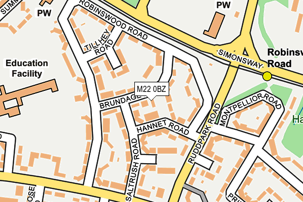 M22 0BZ map - OS OpenMap – Local (Ordnance Survey)