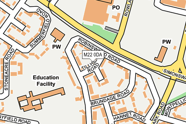 M22 0DA map - OS OpenMap – Local (Ordnance Survey)