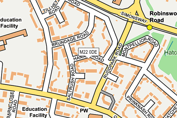 M22 0DE map - OS OpenMap – Local (Ordnance Survey)