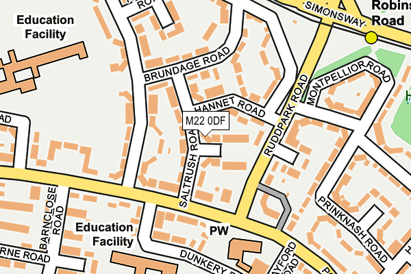 M22 0DF map - OS OpenMap – Local (Ordnance Survey)
