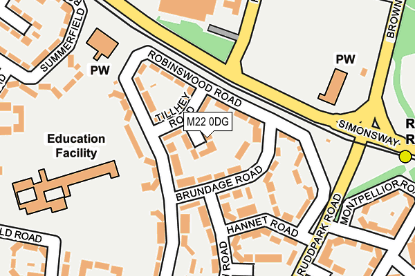 M22 0DG map - OS OpenMap – Local (Ordnance Survey)