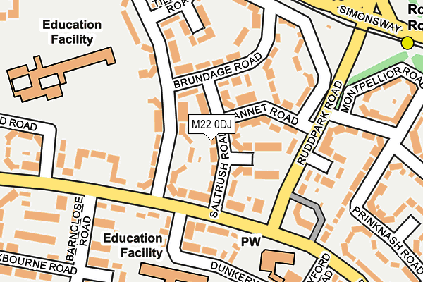 M22 0DJ map - OS OpenMap – Local (Ordnance Survey)