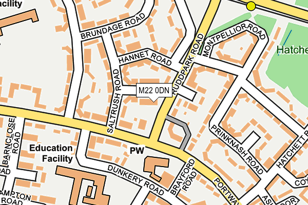 M22 0DN map - OS OpenMap – Local (Ordnance Survey)