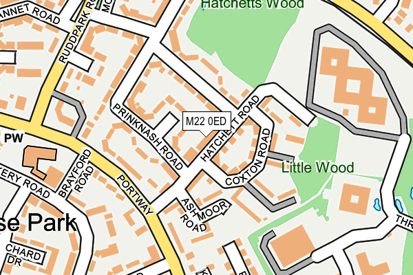 M22 0ED map - OS OpenMap – Local (Ordnance Survey)