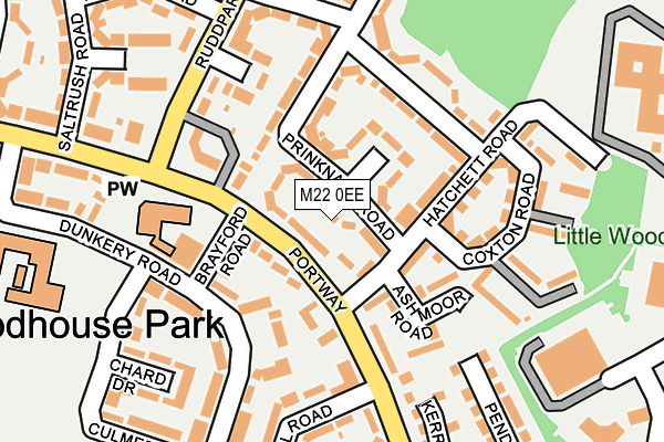 M22 0EE map - OS OpenMap – Local (Ordnance Survey)