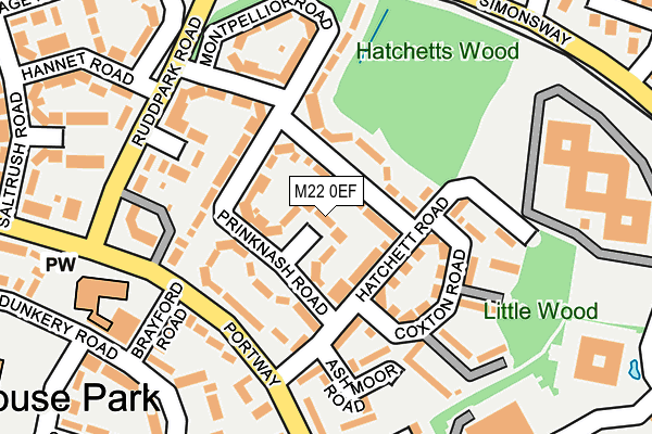 M22 0EF map - OS OpenMap – Local (Ordnance Survey)