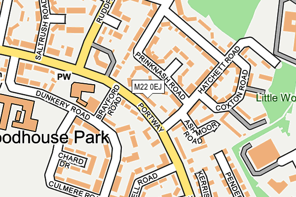 M22 0EJ map - OS OpenMap – Local (Ordnance Survey)