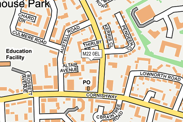 M22 0EL map - OS OpenMap – Local (Ordnance Survey)