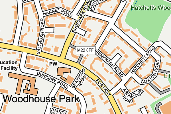 M22 0FF map - OS OpenMap – Local (Ordnance Survey)