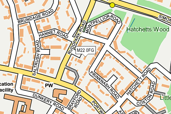 M22 0FG map - OS OpenMap – Local (Ordnance Survey)