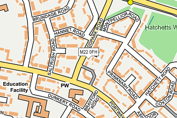 M22 0FH map - OS OpenMap – Local (Ordnance Survey)