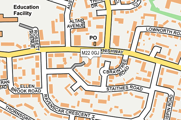 M22 0GJ map - OS OpenMap – Local (Ordnance Survey)