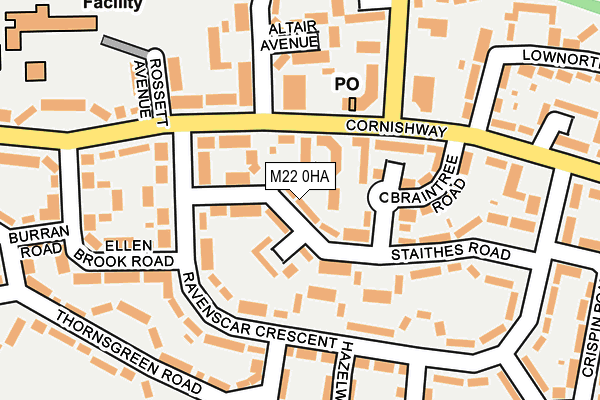 M22 0HA map - OS OpenMap – Local (Ordnance Survey)