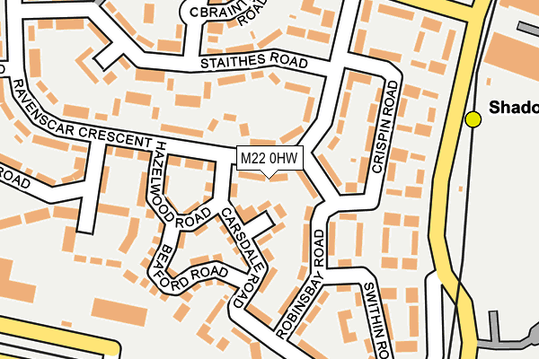 M22 0HW map - OS OpenMap – Local (Ordnance Survey)