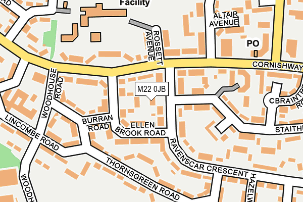 M22 0JB map - OS OpenMap – Local (Ordnance Survey)