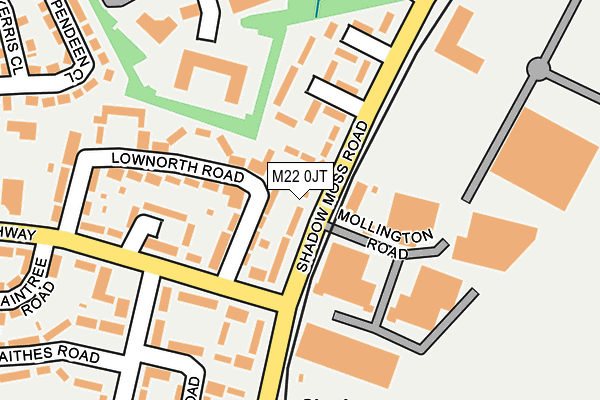 M22 0JT map - OS OpenMap – Local (Ordnance Survey)