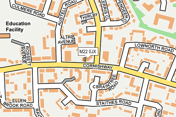 M22 0JX map - OS OpenMap – Local (Ordnance Survey)