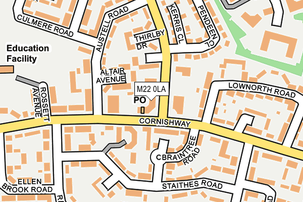 M22 0LA map - OS OpenMap – Local (Ordnance Survey)