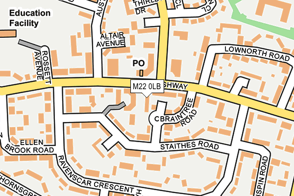 M22 0LB map - OS OpenMap – Local (Ordnance Survey)