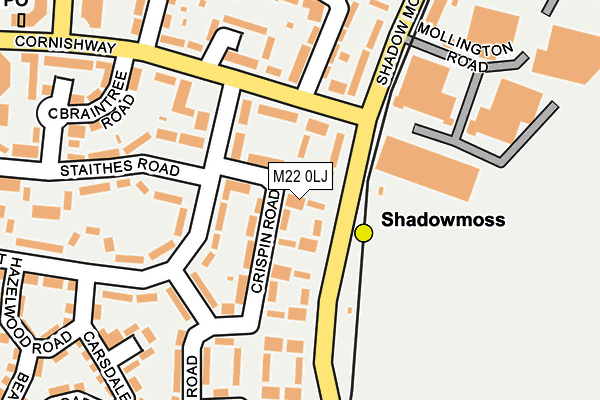 M22 0LJ map - OS OpenMap – Local (Ordnance Survey)