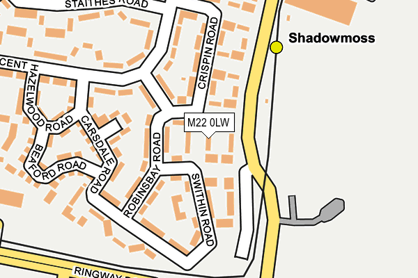 M22 0LW map - OS OpenMap – Local (Ordnance Survey)