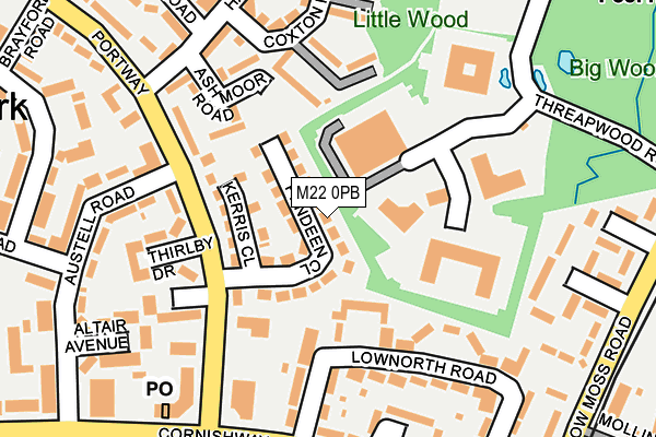 M22 0PB map - OS OpenMap – Local (Ordnance Survey)