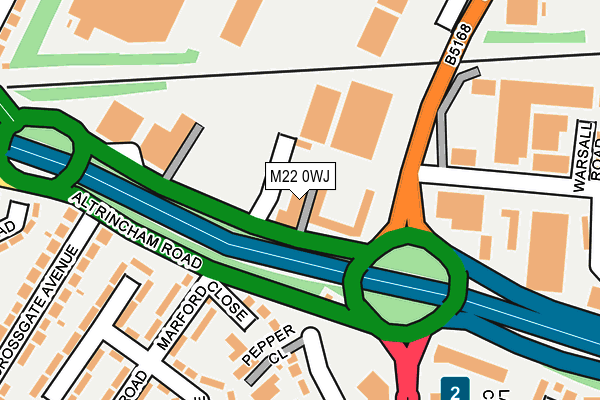 M22 0WJ map - OS OpenMap – Local (Ordnance Survey)