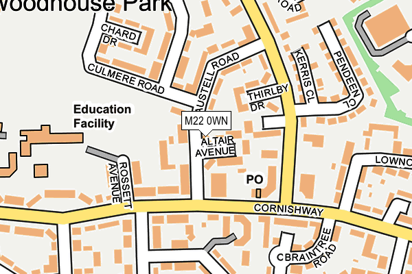 M22 0WN map - OS OpenMap – Local (Ordnance Survey)