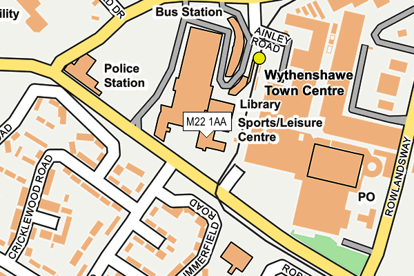 M22 1AA map - OS OpenMap – Local (Ordnance Survey)