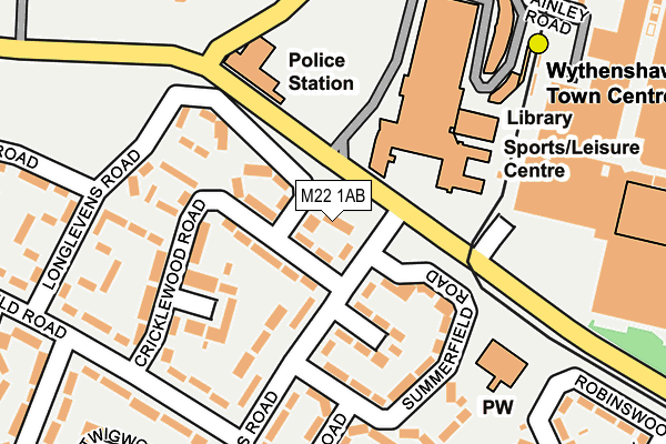 M22 1AB map - OS OpenMap – Local (Ordnance Survey)