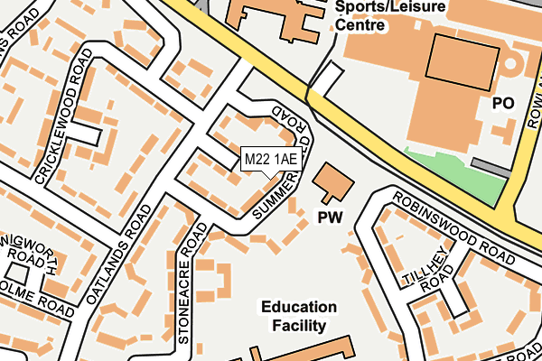 M22 1AE map - OS OpenMap – Local (Ordnance Survey)