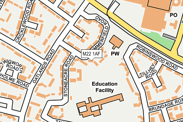 M22 1AF map - OS OpenMap – Local (Ordnance Survey)