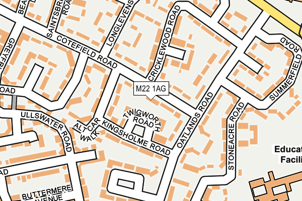 M22 1AG map - OS OpenMap – Local (Ordnance Survey)