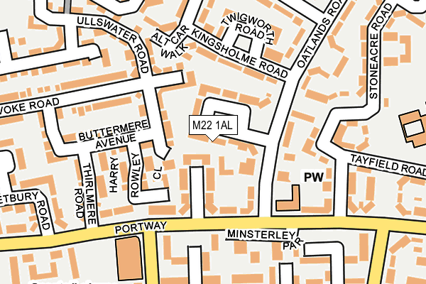 M22 1AL map - OS OpenMap – Local (Ordnance Survey)