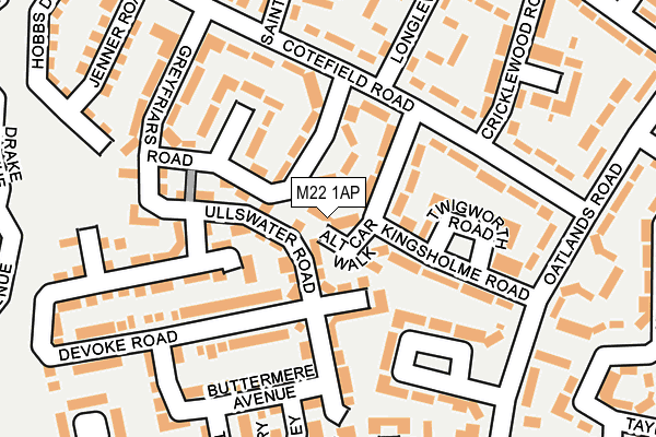 M22 1AP map - OS OpenMap – Local (Ordnance Survey)