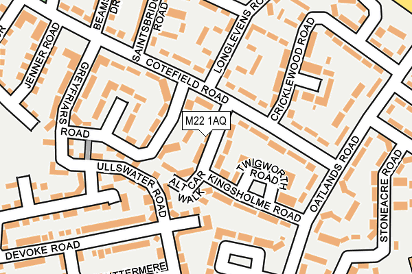 M22 1AQ map - OS OpenMap – Local (Ordnance Survey)