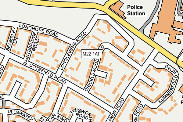 M22 1AT map - OS OpenMap – Local (Ordnance Survey)