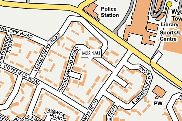 M22 1AU map - OS OpenMap – Local (Ordnance Survey)