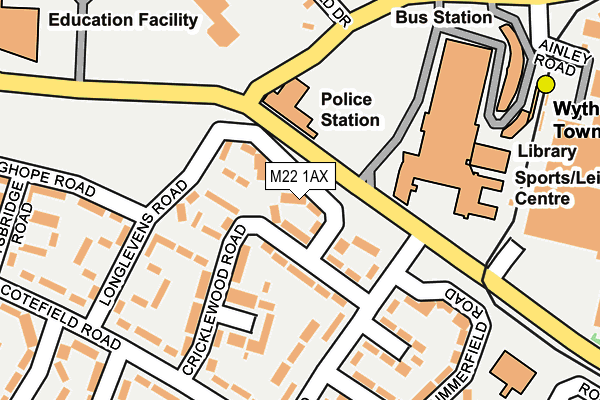 M22 1AX map - OS OpenMap – Local (Ordnance Survey)